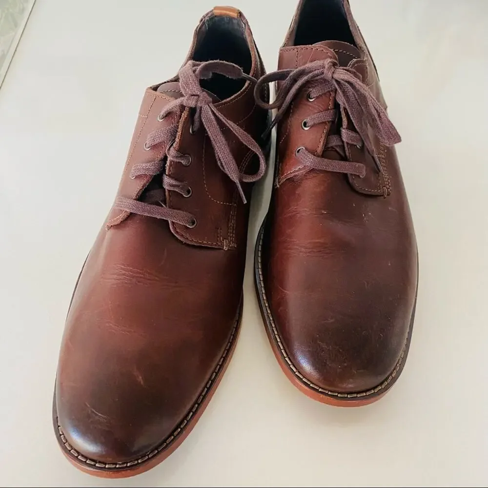 MENS COLE HAAN Dark Brown Mahogany Feathercraft Grand Blucher Oxford Lace Up 9
